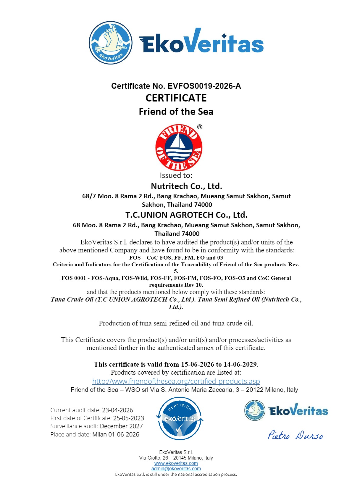fos approval certification