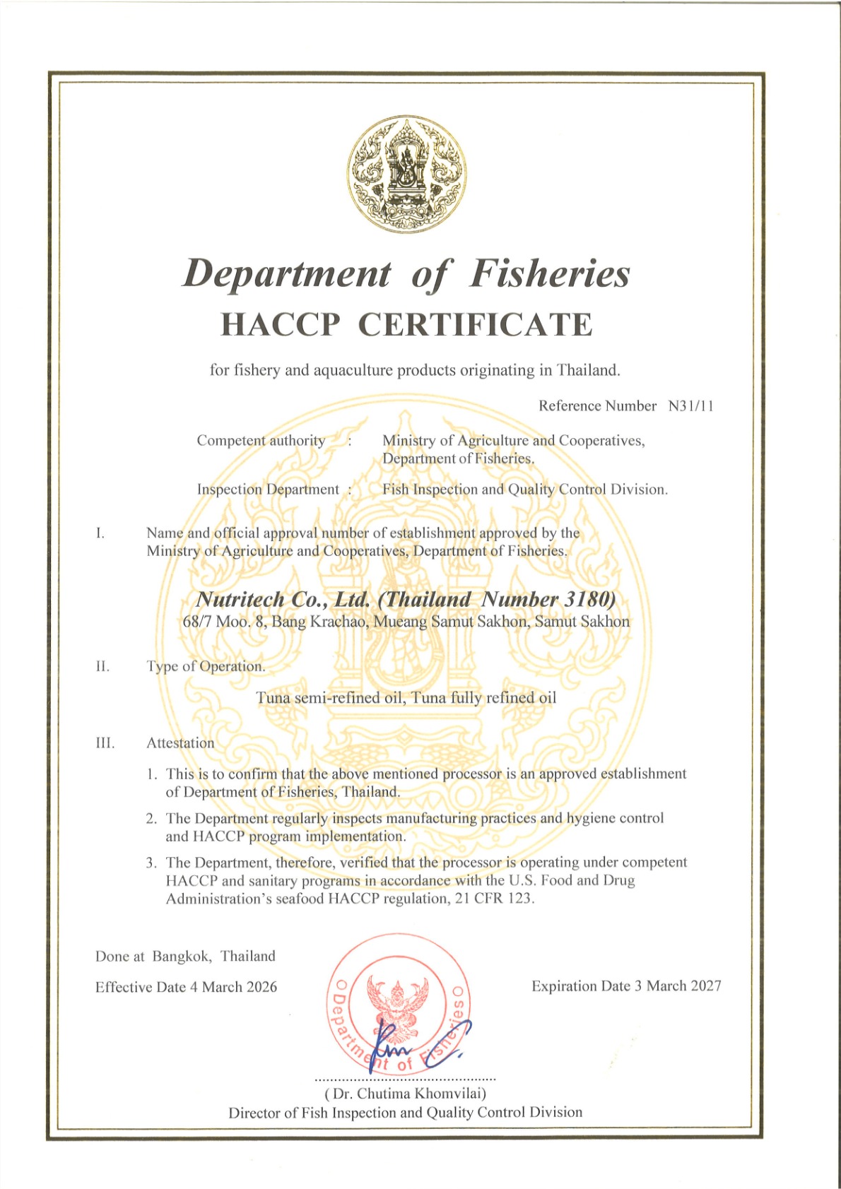 HACCP approval certification