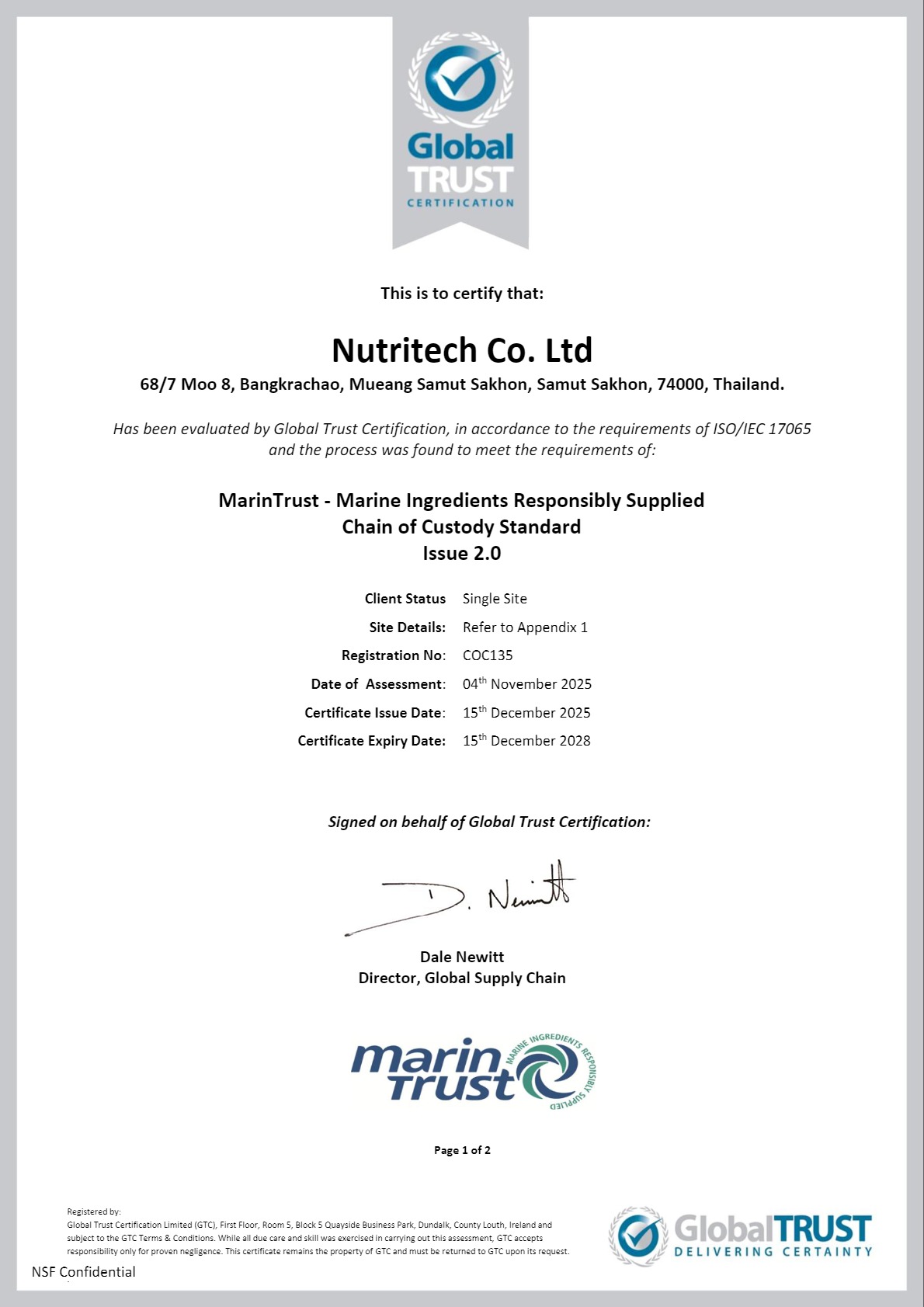Marin Trust approval certification